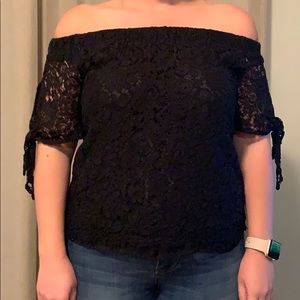 Black off the shoulder top